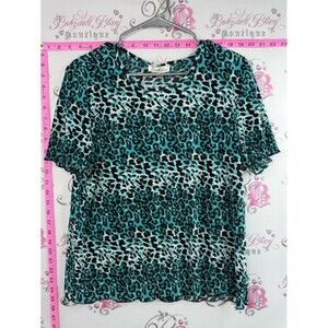 Tradition T-shirt, cheetah, print, ombre, blue, Leopard Print Short Sleeve Top